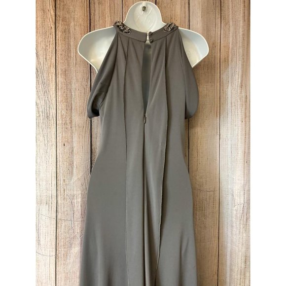 BCBGMAXAZRIA Gray Embellished Neck Cocktail Dress - Picture 5 of 6